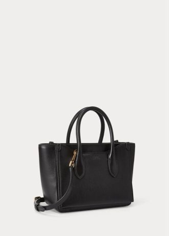 Černé dámské kožené kabelky Ralph Lauren Mini Sloane Satchel Bags
