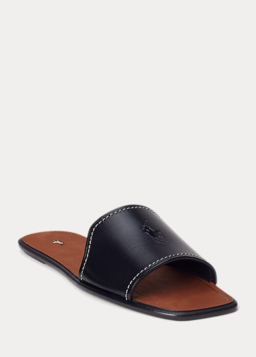 Černé dámské kožené pantofle Ralph Lauren Vachetta Černé dámské kožené pantofle Ralph Lauren Vachetta