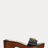 Černé dámské kožené sandály Ralph Lauren Roxanne Nappa