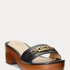 Černé dámské kožené sandály Ralph Lauren Roxanne Nappa