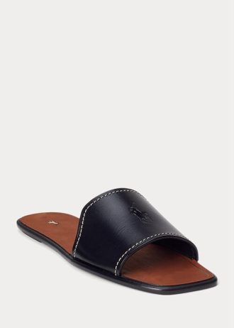 Černé dámské kožené sandály Ralph Lauren Vachetta