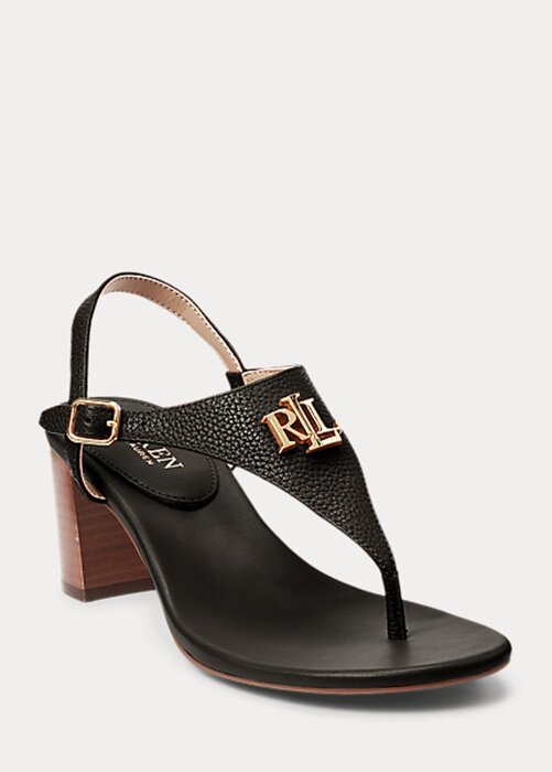 Černé dámské kožené sandály Ralph Lauren Westcott II Černé dámské kožené sandály Ralph Lauren Westcott II