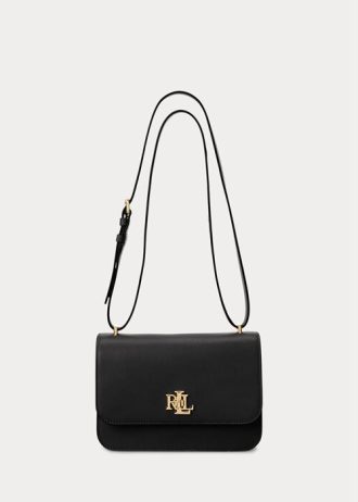 Černé dámské kožené střední tašky přes rameno Ralph Lauren