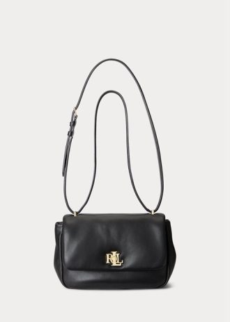 Černé dámské kožené střední tašky přes rameno Ralph Lauren Nappa