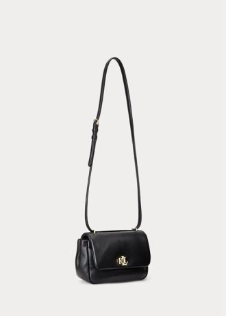 Černé dámské kožené střední tašky přes rameno Ralph Lauren Nappa