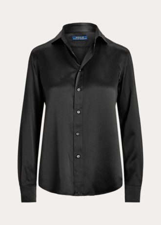 Černé dámské košile Ralph Lauren Silk Charmeuse
