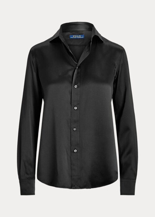 Černé dámské košile Ralph Lauren Silk Charmeuse Černé dámské košile Ralph Lauren Silk Charmeuse