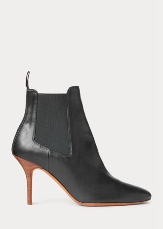 Černé dámské kotěcí boty Ralph Lauren Vachetta z telecí kůže