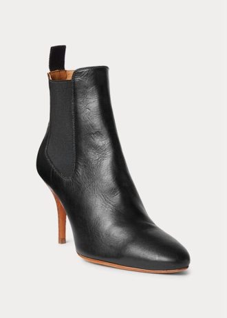 Černé dámské kotěcí boty Ralph Lauren Vachetta z telecí kůže