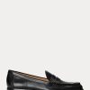 Černé dámské leštěné kožené mokasíny Ralph Lauren Wynnie