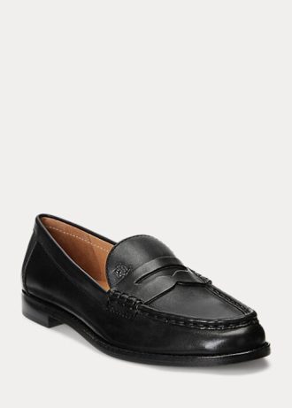 Černé dámské leštěné kožené mokasíny Ralph Lauren Wynnie Černé dámské leštěné kožené mokasíny Ralph Lauren Wynnie