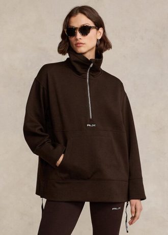 Černé dámské mikiny fleecové tuniky se čtvrtky na zip Černé dámské mikiny fleecové tuniky se čtvrtky na zip