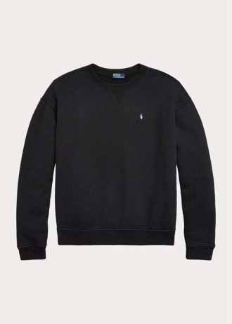 Černé dámské mikiny Ralph Lauren Fleece Crewneck Pullover Černé dámské mikiny Ralph Lauren Fleece Crewneck Pullover
