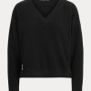 Černé dámské mikiny Ralph Lauren Jersey Jersey s výstřihem do V