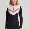 Černé dámské mikiny Ralph Lauren s proužkem ve tvaru Chevron se čtvrtým zipem Černé dámské mikiny Ralph Lauren s proužkem ve tvaru Chevron se čtvrtým zipem