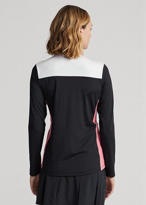 Černé dámské mikiny Ralph Lauren s proužkem ve tvaru Chevron se čtvrtým zipem Černé dámské mikiny Ralph Lauren s proužkem ve tvaru Chevron se čtvrtým zipem