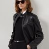 Černé dámské motorkářské bundy Ralph Lauren Keven Lambskin