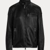 Černé dámské motorkářské bundy Ralph Lauren Keven Lambskin