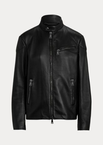 Černé dámské motorkářské bundy Ralph Lauren Keven Lambskin