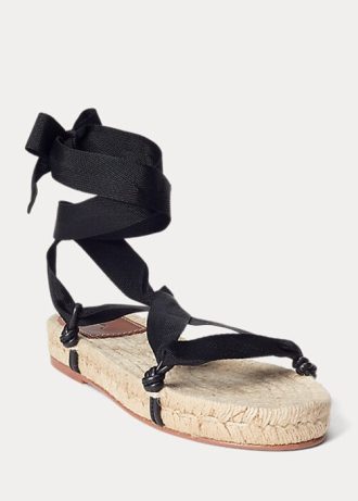 Černé dámské šněrovací sandály Ralph Lauren