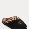 Černé dámské pantofle Ralph Lauren Leopard Logo Černé dámské pantofle Ralph Lauren Leopard Logo