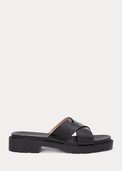 Černé dámské pantofle z lakované kůže Ralph Lauren Kelsie Černé dámské pantofle z lakované kůže Ralph Lauren Kelsie