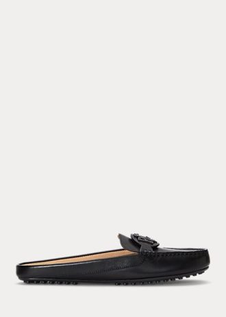 Černé dámské ploché boty Ralph Lauren Brynn Burnished Leather Driver