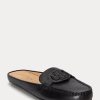 Černé dámské ploché boty Ralph Lauren Brynn Burnished Leather Driver
