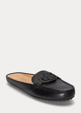 Černé dámské ploché boty Ralph Lauren Brynn Burnished Leather Driver