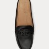 Černé dámské ploché boty Ralph Lauren Brynn Burnished Leather Driver
