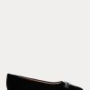 Černé dámské ploché boty Ralph Lauren Lilah Velvet Ballet