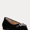 Černé dámské ploché boty Ralph Lauren Lilah Velvet Ballet