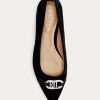 Černé dámské ploché boty Ralph Lauren Lilah Velvet Ballet