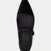 Černé dámské ploché boty Ralph Lauren Velvet Mary Jane Pointed