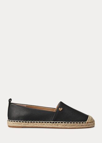Černé dámské ploché kožené boty Ralph Lauren Cameryn IV