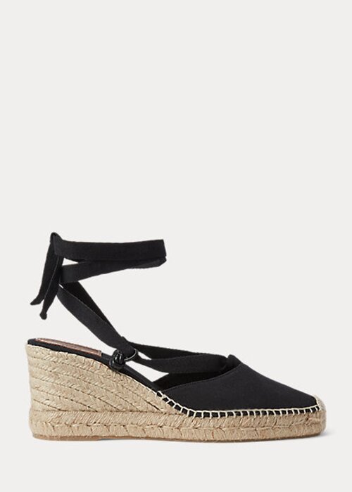 Černý dámský plátěný klín Ralph Lauren Espadrille Černý dámský plátěný klín Ralph Lauren Espadrille