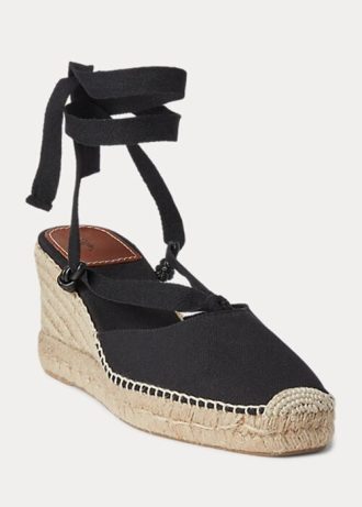 Černý dámský plátěný klín Ralph Lauren Espadrille