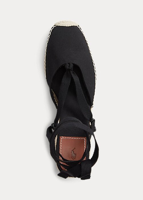 Černý dámský plátěný klín Ralph Lauren Espadrille Černý dámský plátěný klín Ralph Lauren Espadrille