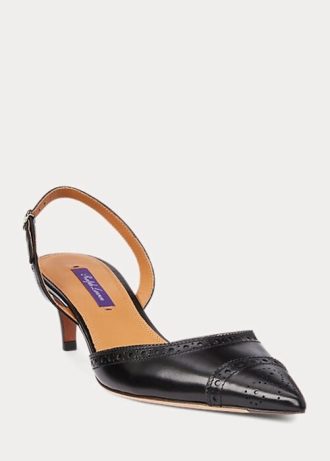 Bílé dámské kožené podpatky Ralph Lauren Lolah Nappa