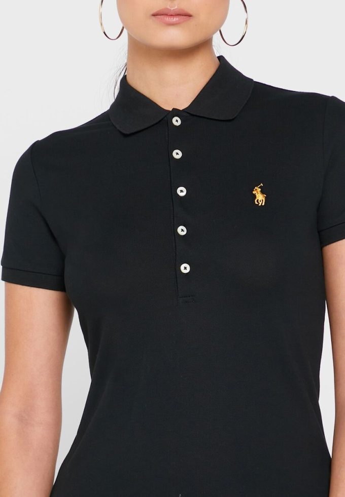 Černé dámské polokošile Ralph Lauren Button Detail Shirt Černé dámské polokošile Ralph Lauren Button Detail Shirt