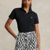 Černé dámské polokošile Ralph Lauren Classic Fit Mesh Polo