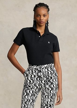 Černé dámské polokošile Ralph Lauren Classic Fit Mesh Polo