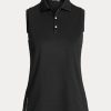 Černé dámské polokošile Ralph Lauren Classic Fit Piqué bez rukávů Černé dámské polokošile Ralph Lauren Classic Fit Piqué bez rukávů
