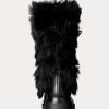 Černé dámské Ralph Lauren Celia Shearling & Leštěné kožené boty