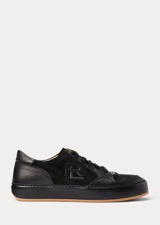 Černé dámské Ralph Lauren Jinett Suede & Kožené nízké tenisky Černé dámské Ralph Lauren Jinett Suede & Kožené nízké tenisky