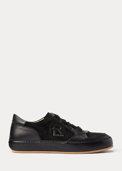 Černé dámské Ralph Lauren Jinett Suede & Kožené nízké tenisky Černé dámské Ralph Lauren Jinett Suede & Kožené nízké tenisky