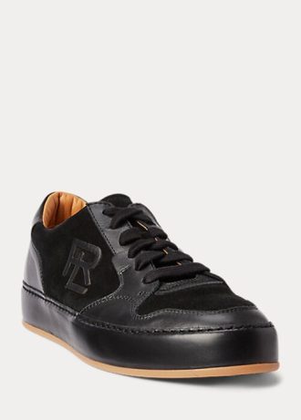 Černé dámské Ralph Lauren Jinett Suede & Kožené nízké tenisky Černé dámské Ralph Lauren Jinett Suede & Kožené nízké tenisky