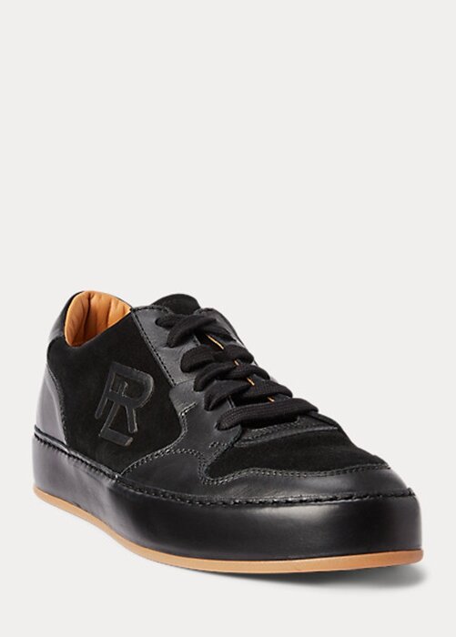 Černé dámské Ralph Lauren Jinett Suede & Kožené nízké tenisky Černé dámské Ralph Lauren Jinett Suede & Kožené nízké tenisky
