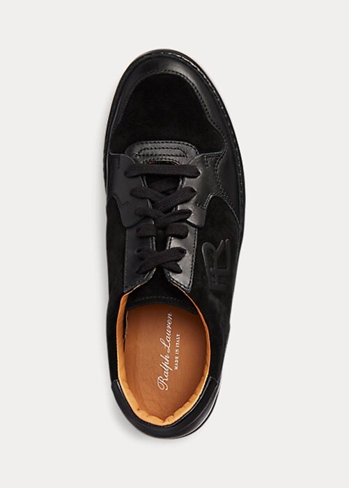 Černé dámské Ralph Lauren Jinett Suede & Kožené nízké tenisky Černé dámské Ralph Lauren Jinett Suede & Kožené nízké tenisky