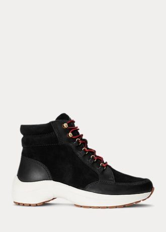 Černé dámské Ralph Lauren Rylee Suede & Kožené vysoké tenisky Černé dámské Ralph Lauren Rylee Suede & Kožené vysoké tenisky